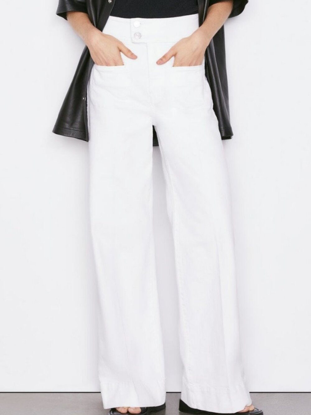 Frame Denim Le Hardy Wide Leg Jeans White Size 26